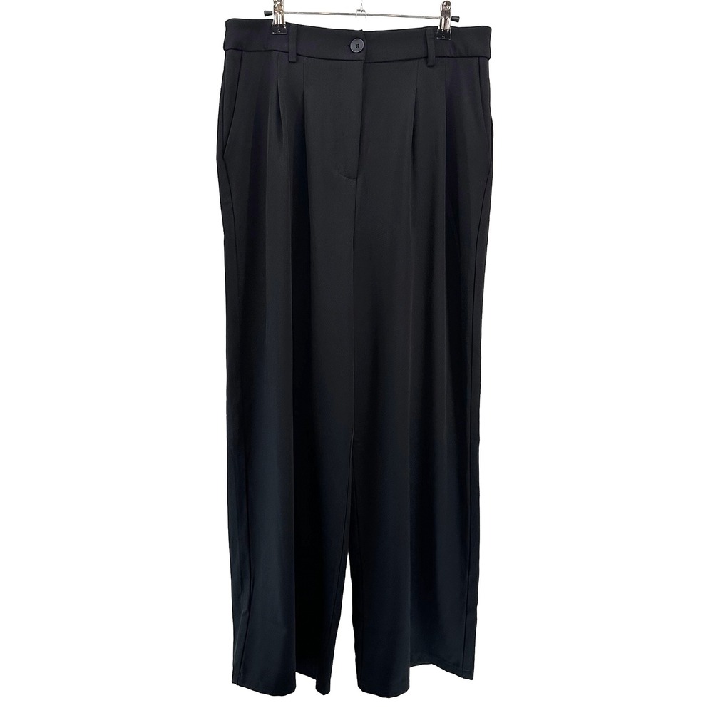 PRINCESS POLLY Archer Wide Leg Pleated Dress Pants NWT • 12 • black, minimalist